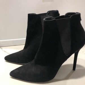 Stuart Weitzman Apogee Black Suede Ankle Booties 7